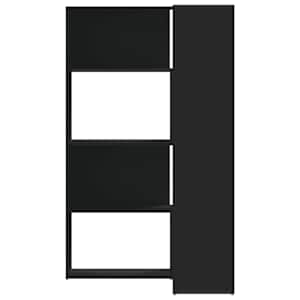 Rohová 4patrová knihovna černá 85x85x140 cm kompozitní dřevo - obrázek 4