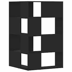 Rohová 4patrová knihovna černá 85x85x140 cm kompozitní dřevo - obrázek 6