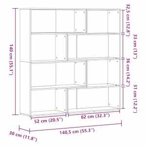 Rohová 4patrová knihovna černá 85x85x140 cm kompozitní dřevo - obrázek 10