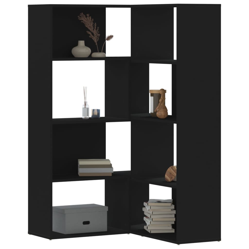 vidaXL Eck-Bücherregal 4 Etagen Schwarz 85x85x140 cm Holzwerkstoff