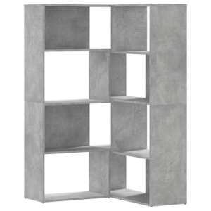 Rohová knihovna 4patrová betonově šedá 85x85x140 cm kompozit - obrázek 2