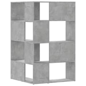 Rohová knihovna 4patrová betonově šedá 85x85x140 cm kompozit - obrázek 6