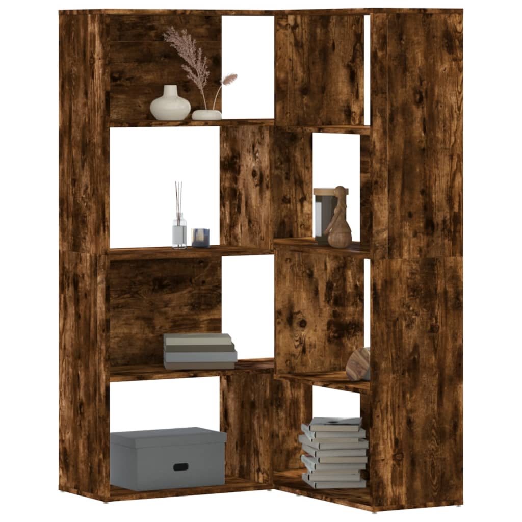 vidaXL Eck-Bücherregal 4 Etagen Räuchereiche 85x85x140cm Holzwerkstoff