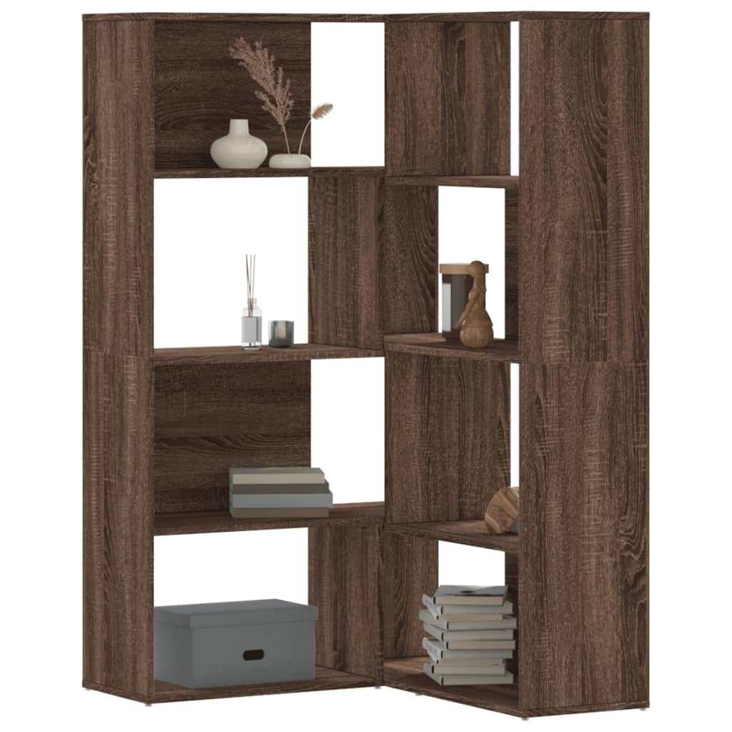 vidaXL Eck-Bücherregal 4 Etagen Eichen-Optik 85x85x140cm Holzwerkstoff