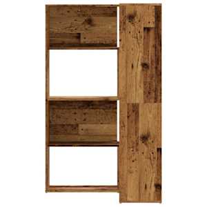 Rohová knihovna 4patrová old wood 85x85x140 cm kompozitní dřevo - obrázek 4