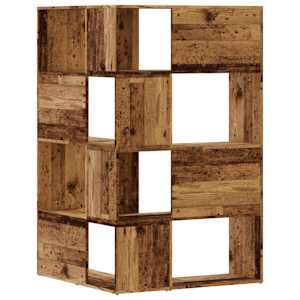 Rohová knihovna 4patrová old wood 85x85x140 cm kompozitní dřevo - obrázek 6