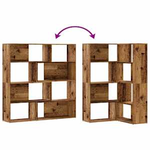 Rohová knihovna 4patrová old wood 85x85x140 cm kompozitní dřevo - obrázek 7