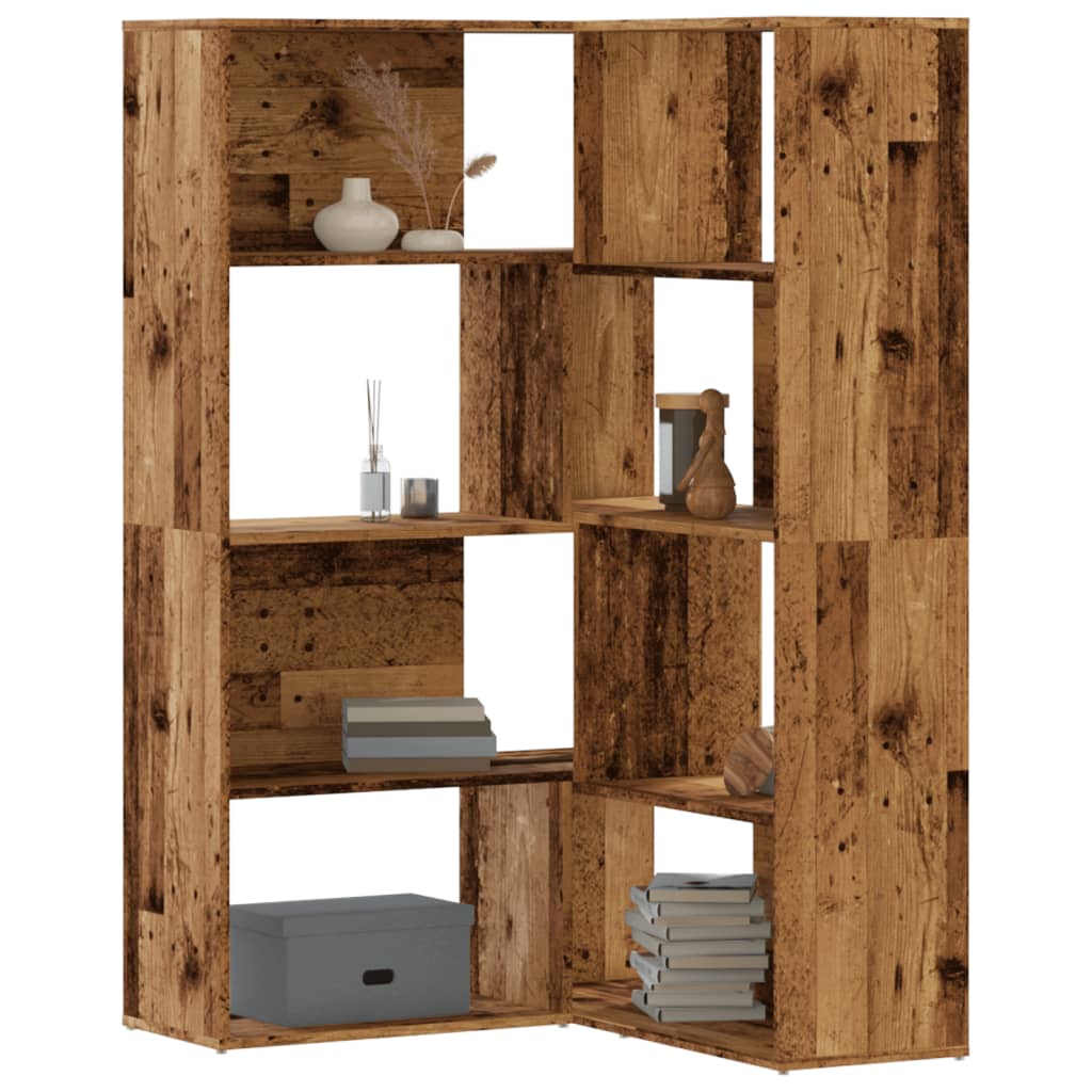 vidaXL Eck-Bücherregal 4 Etagen Antikholz 85x85x140 cm Holzwerkstoff