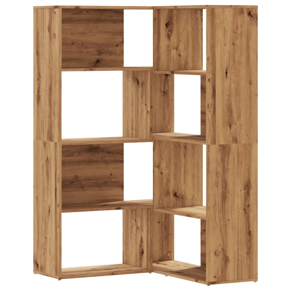 vidaXL Rohová knihovna 4patrová dub artisan 85 x 85 x 140 cm kompozit