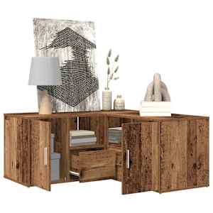 Rohová skříňka old wood 160 x 40 x 45 cm kompozitní dřevo - obrázek 4