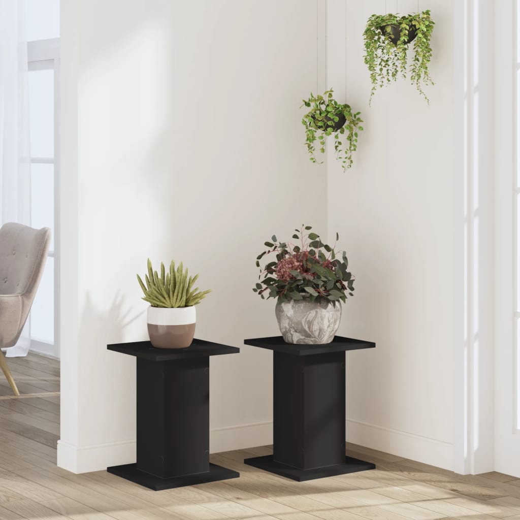 vidaXL Plantenstandaards 2 st 30x30x40 cm bewerkt hout zwart afbeelding