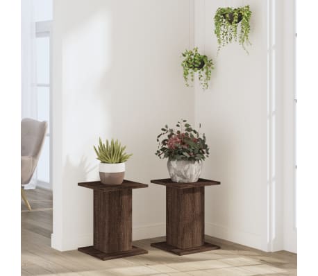 vidaXL Supports pour plantes 2 pcs ch&ecirc;ne marron bois d'ing&eacute;nierie