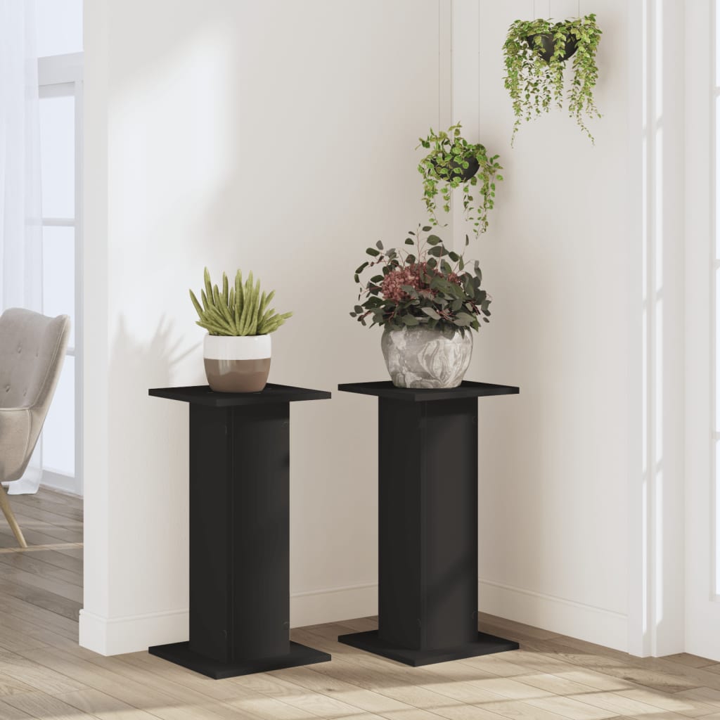 vidaXL Plantenstandaards 2 st 30x30x60 cm bewerkt hout zwart afbeelding