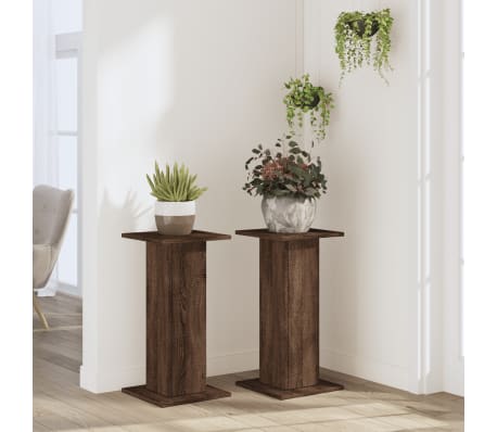 vidaXL Supports pour plantes 2 pcs ch&ecirc;ne marron bois d'ing&eacute;nierie
