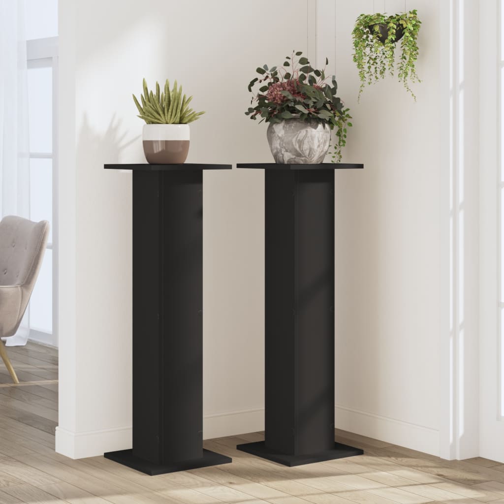 vidaXL Plantenstandaards 2 st 30x30x95 cm bewerkt hout zwart afbeelding