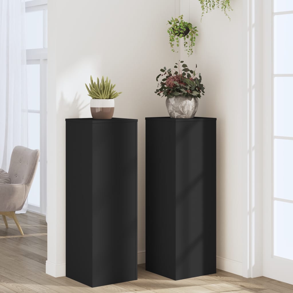 vidaXL Plantenstandaards 2 st 33x33x100 cm bewerkt hout zwart afbeelding