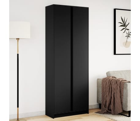 vidaXL Highboard mit LED-Beleuchtung Schwarz 74x32,5x200 cm