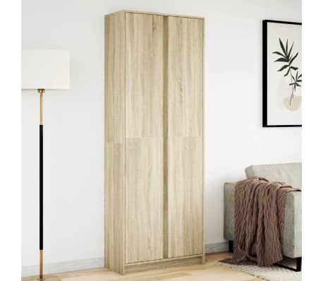 vidaXL Dulap &icirc;nalt cu LED stejar sonoma 74x32,5x200 cm lemn prelucrat