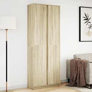 vidaXL Dulap &icirc;nalt cu LED stejar sonoma 74x32,5x200 cm lemn prelucrat