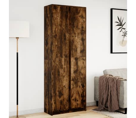 vidaXL Dulap &icirc;nalt cu LED stejar fumuriu 74x32,5x200 cm lemn prelucrat