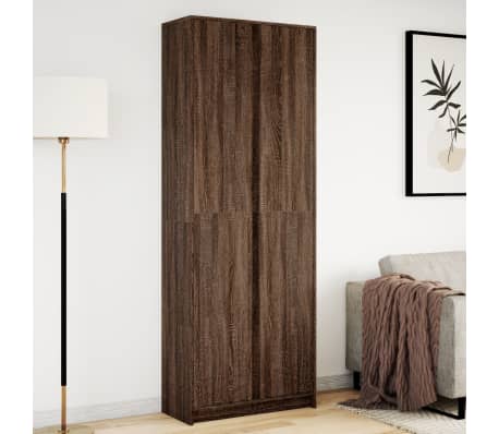 vidaXL Dulap &icirc;nalt cu LED stejar maro 74x32,5x200 cm lemn prelucrat