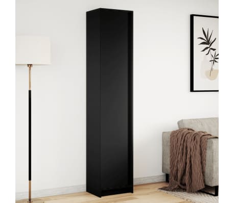 vidaXL Visoka komoda LED crna 41,5 x 32,5 x 200 cm konstruirano drvo