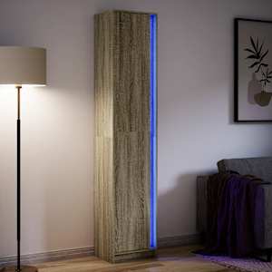 Skříň highboard s LED dub sonoma 41,5 x 32,5 x 200 cm kompozit - obrázek 1