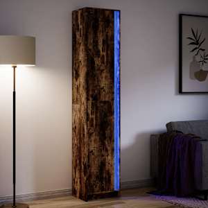 Skříň highboard s LED kouřový dub 41,5 x 32,5 x 200 cm kompozit - obrázek 1