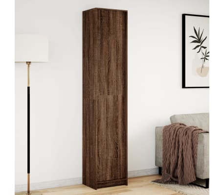 vidaXL Dulap &icirc;nalt cu LED stejar maro 41,5x32,5x200 cm lemn prelucrat