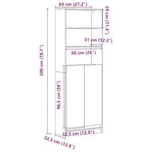Skříň highboard s LED bílá 69 x 32,5 x 200 cm kompozitní dřevo - obrázek 14