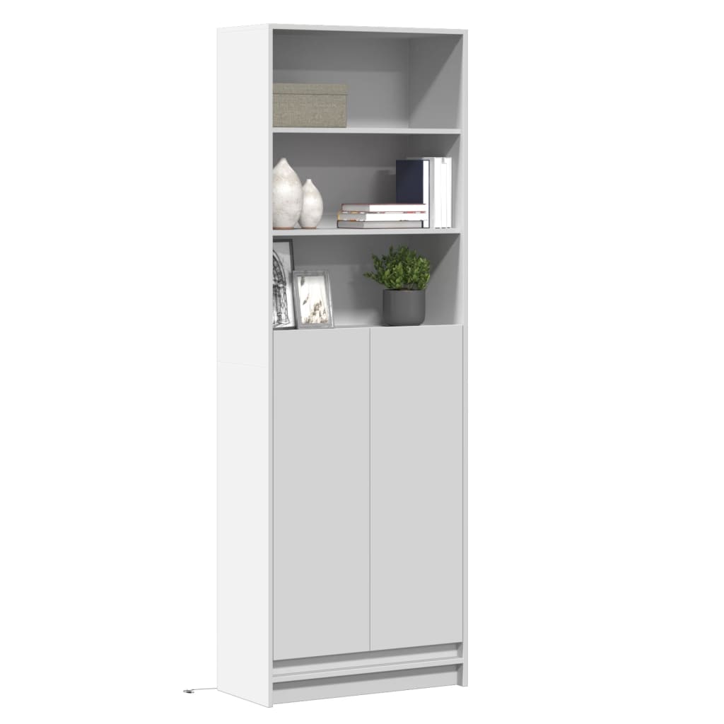 Highboard mit LED-Beleuchtung Weiß 69×32,5×200 cm Holzwerkstoff