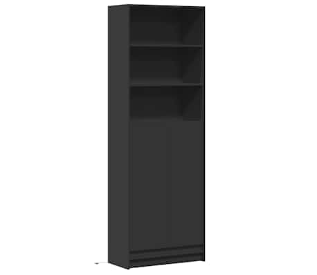 vidaXL Buffet haut avec LED noir 69x32,5x200 cm bois d&rsquo;ing&eacute;nierie
