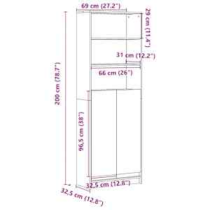 Skříň highboard s LED černá 69 x 32,5 x 200 cm kompozitní dřevo - obrázek 14