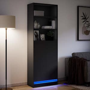 Skříň highboard s LED černá 69 x 32,5 x 200 cm kompozitní dřevo - obrázek 5