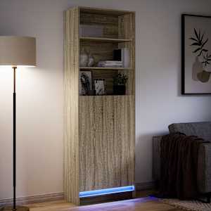 Skříň highboard s LED dub sonoma 69 x 32,5 x 200 cm kompozit - obrázek 5