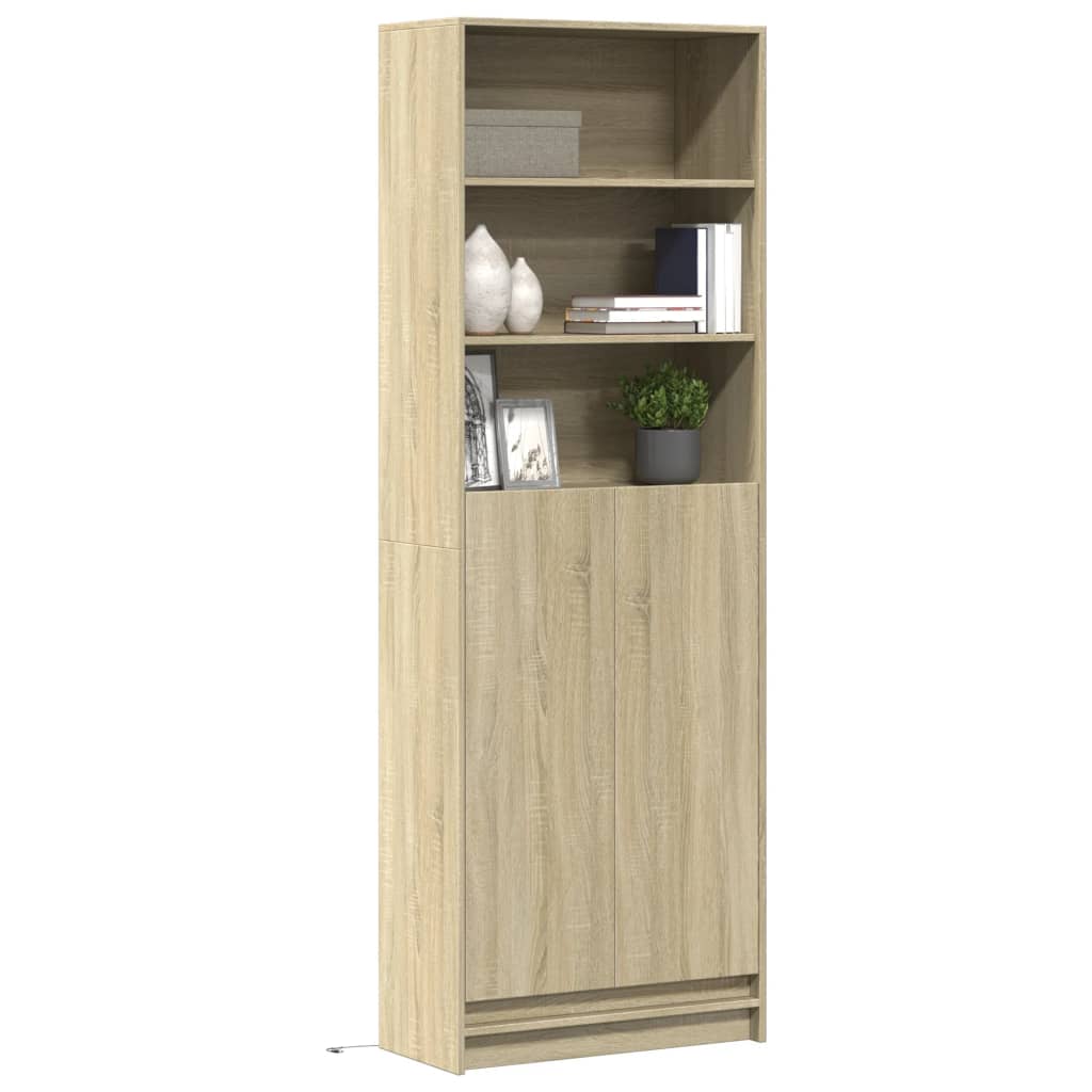 Highboard mit LED-Beleuchtung Sonoma-Eiche 69×32,5×200 cm