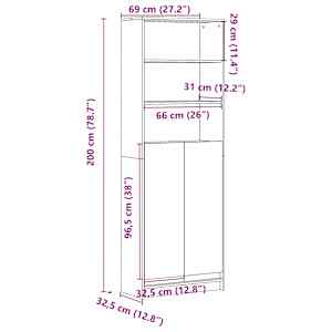 Skříň highboard s LED betonově šedá 69 x 32,5 x 200 cm kompozit - obrázek 14