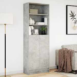 Skříň highboard s LED betonově šedá 69 x 32,5 x 200 cm kompozit - obrázek 4