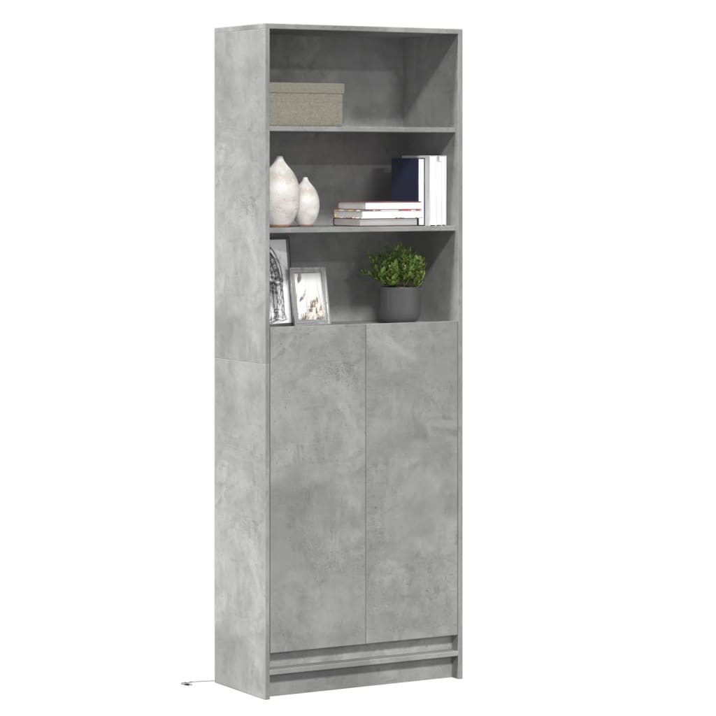 Highboard mit LED-Beleuchtung Grau 69×32,5×200 cm Holzwerkstoff