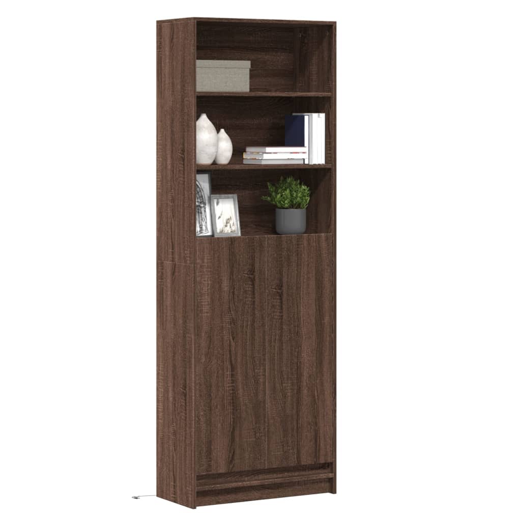 Highboard mit LED-Beleuchtung Braun Eichen-Optik 69×32,5×200 cm