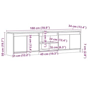 TV skříňka s LED bílá 180 x 34 x 50 cm kompozitní dřevo - obrázek 14