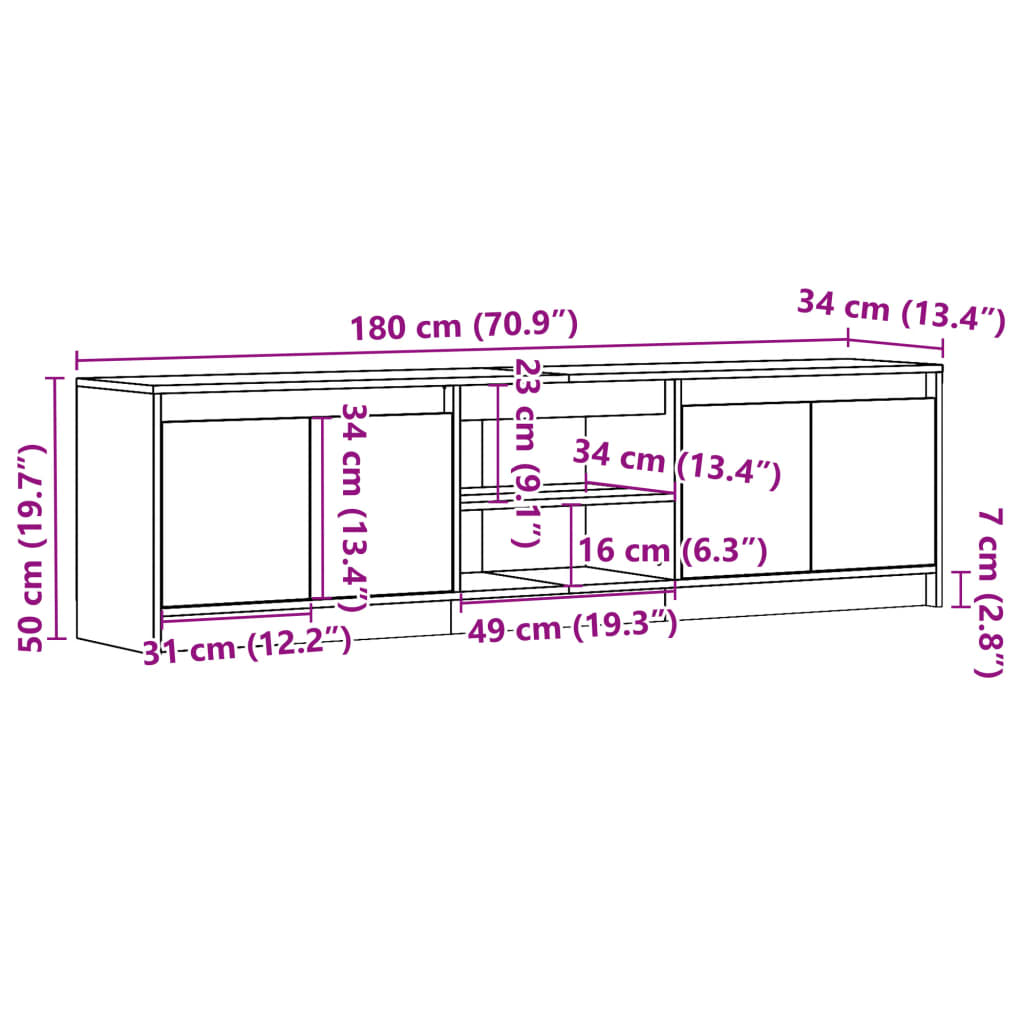 TV skříňka s LED dub sonoma 180 x 34 x 50 cm kompozitní dřevo - obrázek 14