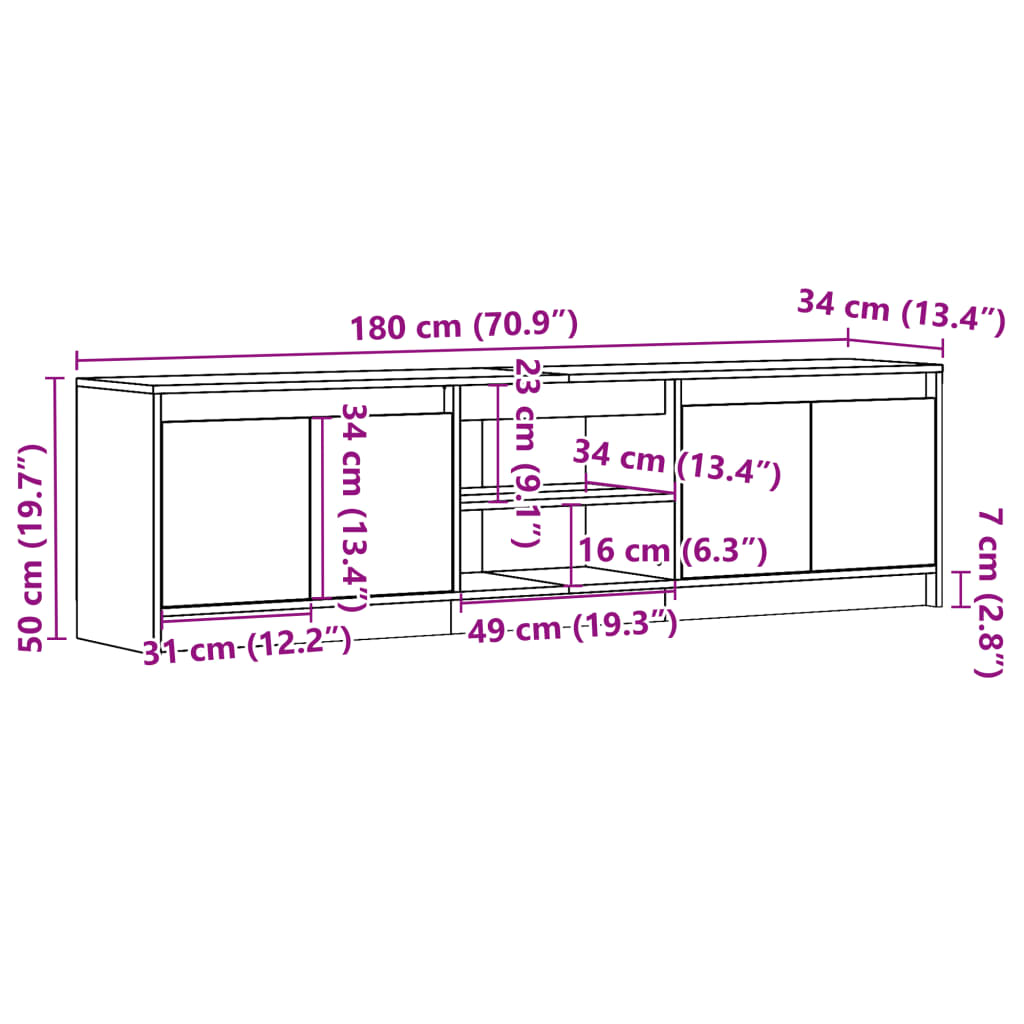 TV skříňka s LED betonově šedá 180x34x50 cm kompozitní dřevo - obrázek 14