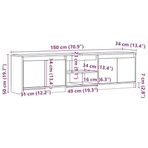 TV skříňka s LED kouřový dub 180 x 34 x 50 cm kompozitní dřevo - obrázek 14