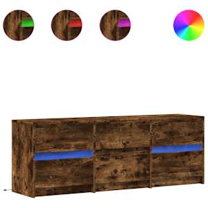 TV skříňka s LED kouřový dub 140 x 34 x 50 cm kompozitní dřevo - obrázek 2