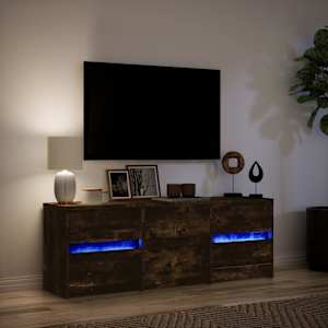 TV skříňka s LED kouřový dub 140 x 34 x 50 cm kompozitní dřevo - obrázek 5