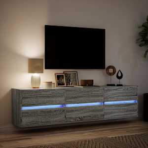 Nástěnná TV skříňka s LED šedá sonoma 180 x 31 x 45 cm - obrázek 5