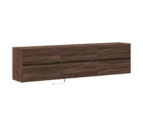 vidaXL Meuble TV mural avec LED ch&ecirc;ne marron 180x31x45 cm