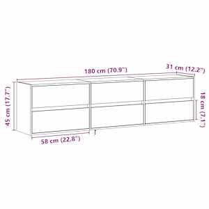 Nástěnná TV skříňka s LED hnědý dub 180 x 31 x 45 cm - obrázek 15