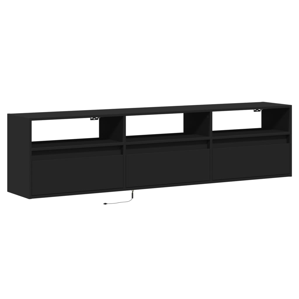 vidaXL TV-wandkast met LED Zwart 180x31x45 cm